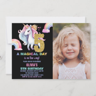 5e Rainbow Unicorn Invitations Anniversaire avec p