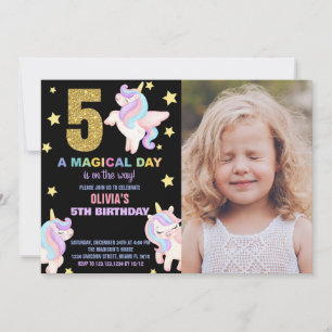 5e Rainbow Unicorn Invitations Anniversaire avec p