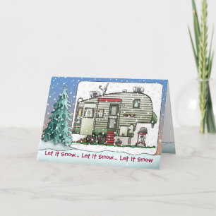 5ème carte de fin de année de pointe de campeur de