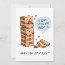 5ème carte de mariage | Carte drôle d'anniversaire