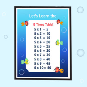 5er-Reihe Poster für Kinder Ozean-Mathematik