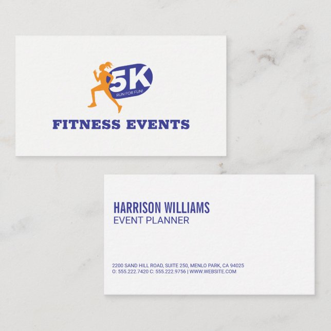 5K Marathon Running | Veranstaltungen der Fitness Visitenkarte (Vorne/Hinten)