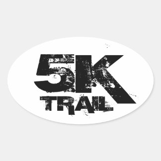 5K Trail läuft Oval Decal Schwarz auf Weiß Ovaler Aufkleber