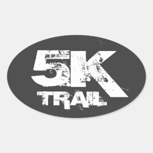 5K Trail läuft Oval Decal White auf schwarz Ovaler Aufkleber