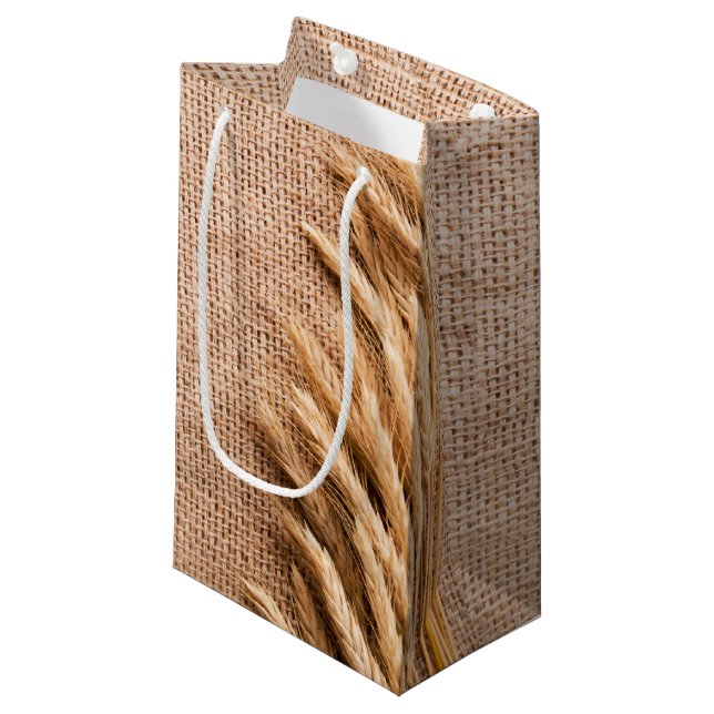 5lx3wx8.5h kleine Geschenktüte Weizen auf Burlap S (Vorderseite Schrägansicht)