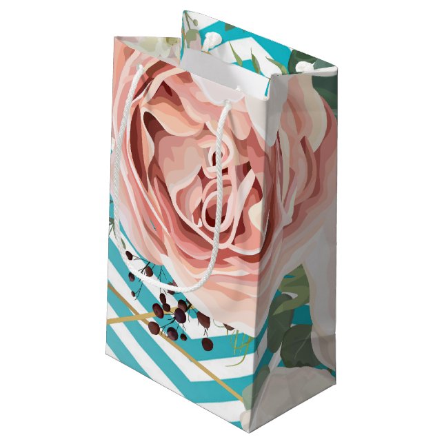 5lx3wx8.5h Petit sac cadeau Rose géométrique Chevr (Dos Angle)