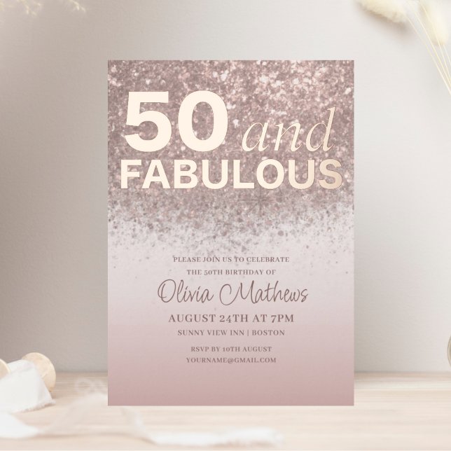 5o & Fabulous Birthday Rose Gold Calligraphie Folieneinladung (Von Creator hochgeladen)