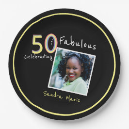 5O und fabelhafte schwarz-gelbe Regenbogen-Chic Ge Pappteller