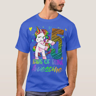 5th Birthday 5 Year Old Girl Flossing Unicorn Par T-Shirt