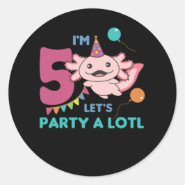 5th Birthday Axolotl Five Year Old Sweet Axolotls Runder Aufkleber
