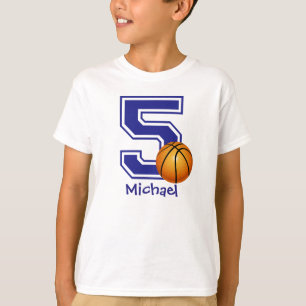 5th Birthday boy basketball personalized T-Shirt