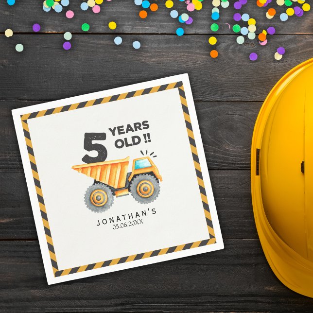 5th birthday boy construction theme serviette (Von Creator hochgeladen)
