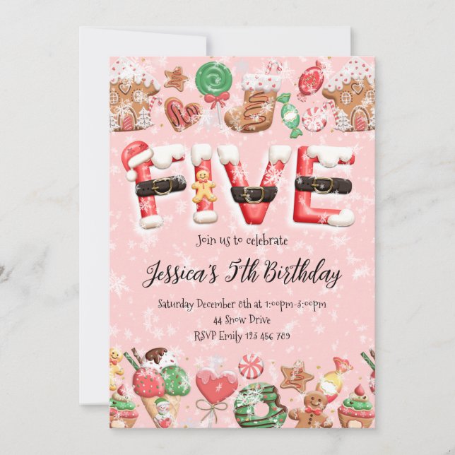 5th Birthday Christmas Party Invitation Einladung (Vorderseite)