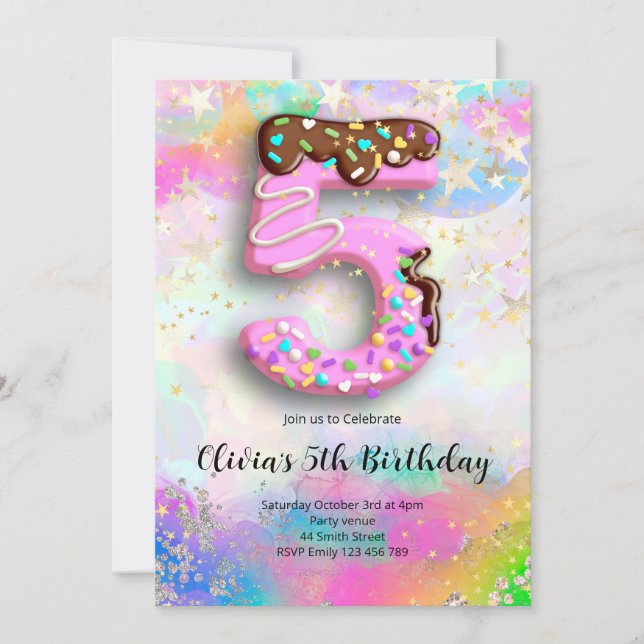 5th Birthday Girls Invitation (Devant)