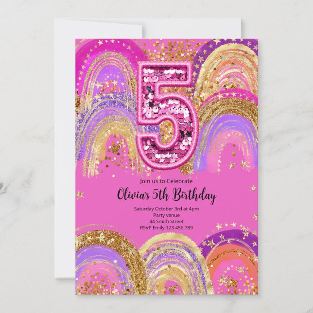 5th Birthday Girls Invitation (Devant)