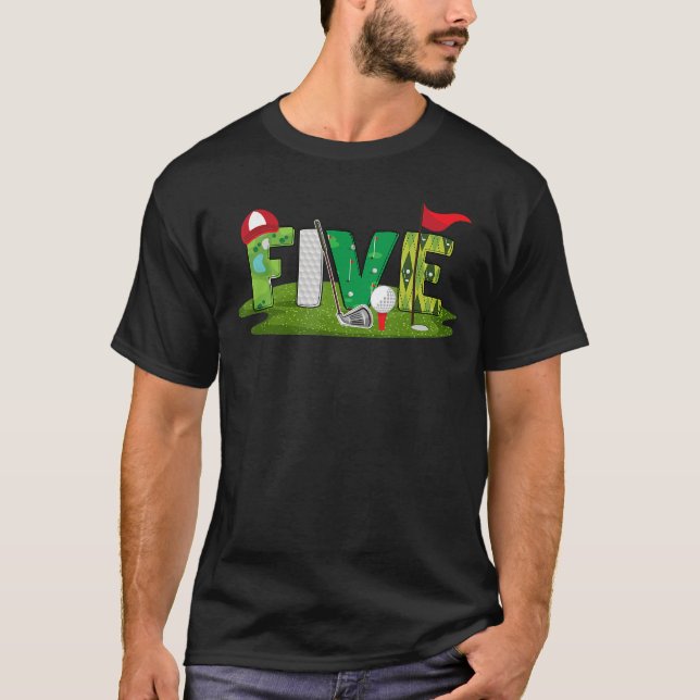 5th Birthday Golfheme 5 Year Old  Sport Party frie T-Shirt (Vorderseite)
