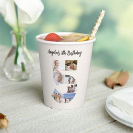5th Birthday Photo Collage Number 5 Paper Cups Pappbecher