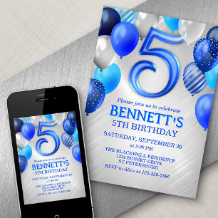 5th Boys Blue Birthday Invitation