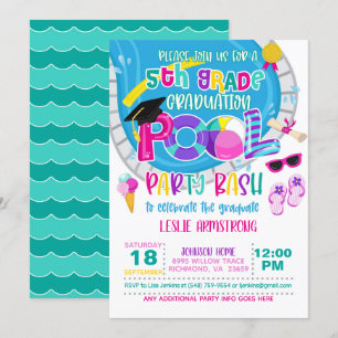 5th Grade Abschluss Pool Party - Girl W Einladung