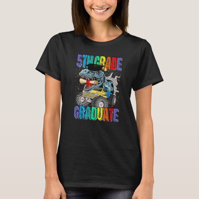 5th Grade Graduate Monster Truck Dinosaur Graduati T-Shirt (Vorderseite)
