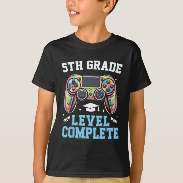 5th Grade Level Complete Last Day Of School Gamer  T-Shirt (Vorderseite)