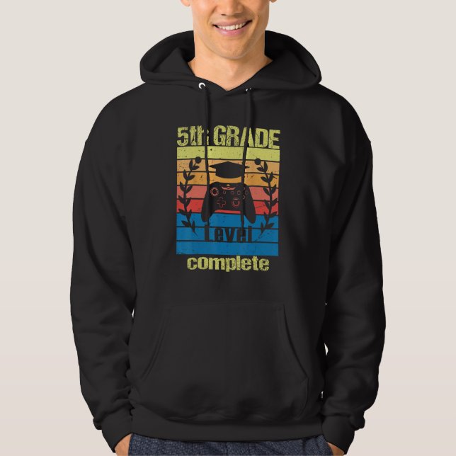 5th Grade level complete Retro Graduation Video Ga Hoodie (Vorderseite)