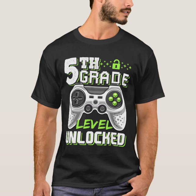 5th Grade Level Unlocked Video Game Back To School T-Shirt (Vorderseite)