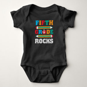 5th Grade Rock Back School Matching Music Teacher Baby Strampler