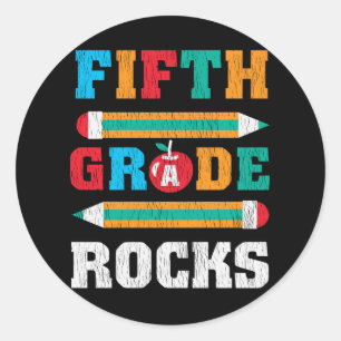 5th Grade Rock Back School Matching Music Teacher Runder Aufkleber