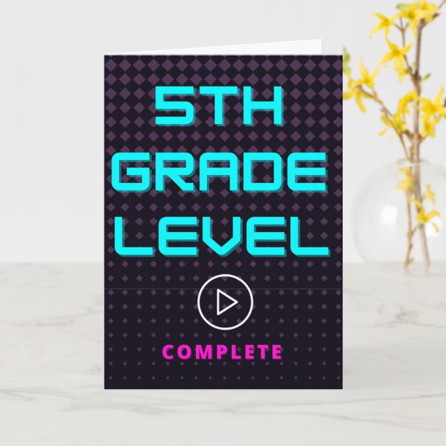 5th Grade School Abschluss Gamer Girl Gruß Karte (Gelbe Blume)