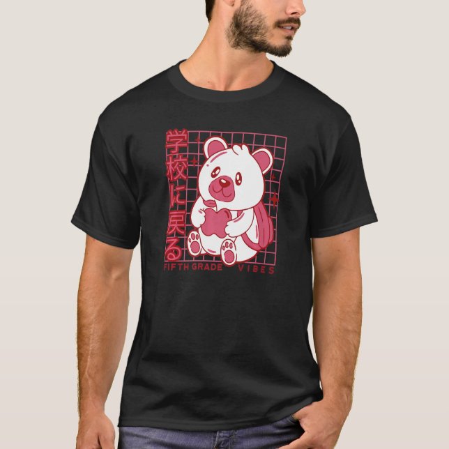 5th Grade Vibes Back to School Teddy Bear Japanese T-Shirt (Vorderseite)