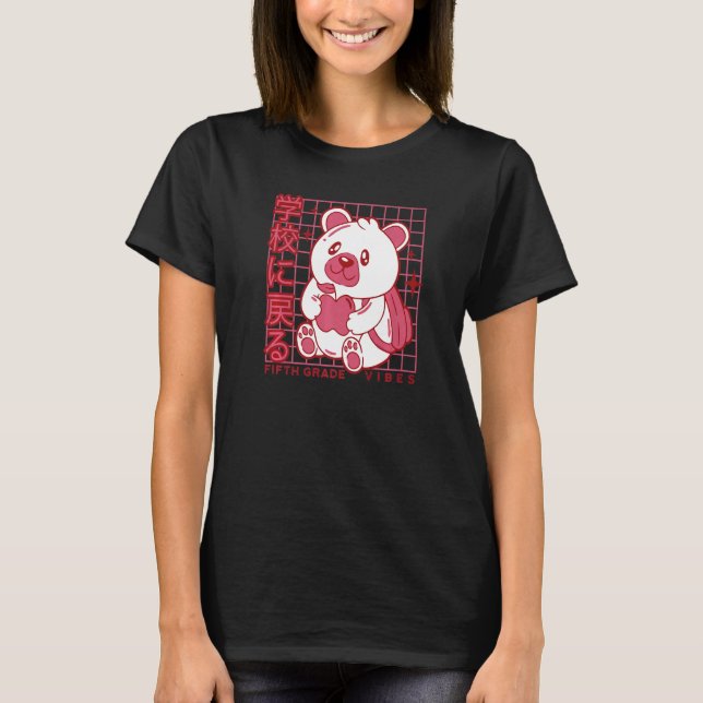 5th Grade Vibes Back to School Teddy Bear Japanese T-Shirt (Vorderseite)