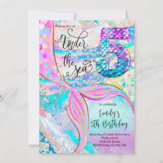 5th Mermaid Birthday Under the Sea Invitation Einladung