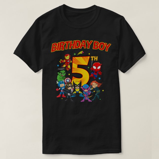 5th Third Birthday Boy Superhero Super Heroes Par T-Shirt (Design vorne)