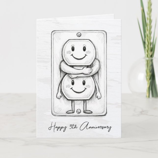 5th Wedding Anniversary Electrical Socket  Karte (Vorderseite)