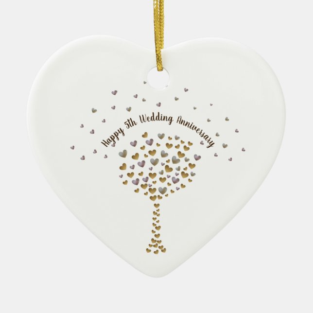 5th Wood Wedding Anniversary ornament with tree (Vorne)