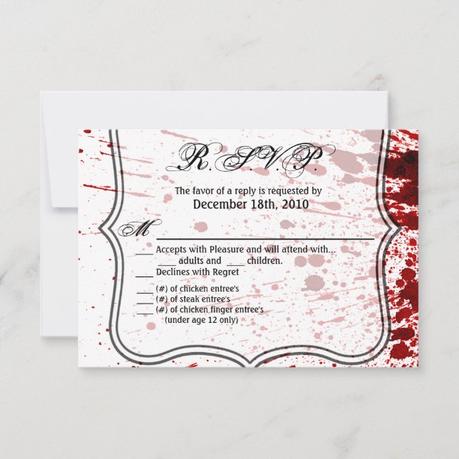 5x3.5 Carte R.S.V.P. Splatter sanguin Vampire goth (Devant)