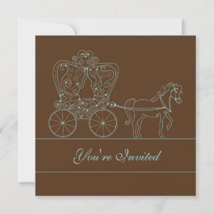 5x5 Braun Carriage Wedding Einladung