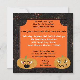 5x5 Citrouilles effrayants Invitation de fête d'Ha