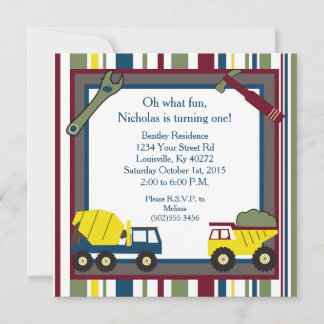 5x5 Construction 1er anniversaire Invitation