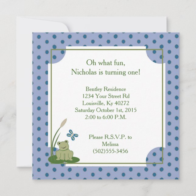 5x5 Grenouille Sunny Pond 1er Invitation anniversa (Devant)