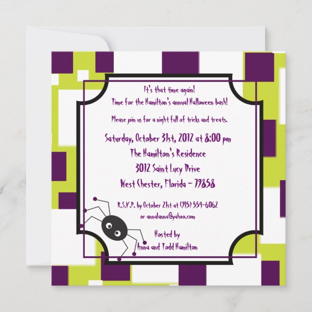 5x5 Hexerei Wege Lila Halloween-Party Einladung (Vorderseite)