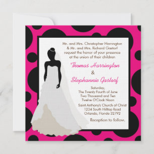 5x5 Hot-Pink Pok-a-Dot Hochzeitseinladung Einladung