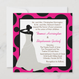 5x5 Hot-Pink Pok-a-Dot Hochzeitseinladung Einladung