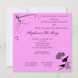 5x5 Invitation Baby shower d'oiseaux roses