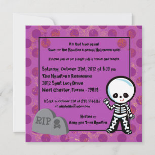 5x5 Spooky Kinder Lila Halloween-Party Einladung