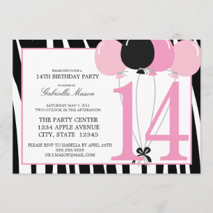5x7 14e anniversaire Invitation de fête