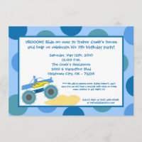 5x7 4x4 VTT Monster Truc Anniversaire Invitation