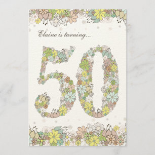 5x7 50e anniversaire Invitation en fleurs naturell