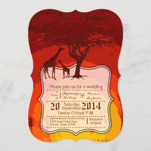 5x7 Africain Safari Giraffe Wild Faire-part de mar